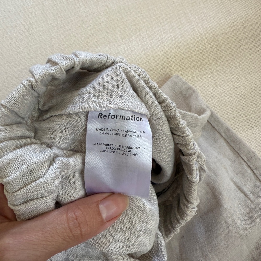 Reformation Oatmeal Linen Pants - Picture 6 of 14